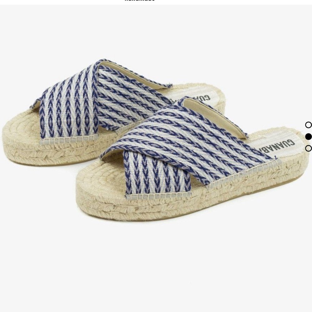 Blue and White Espadrille Slides